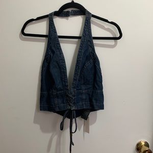 NWT Denim Halter Top